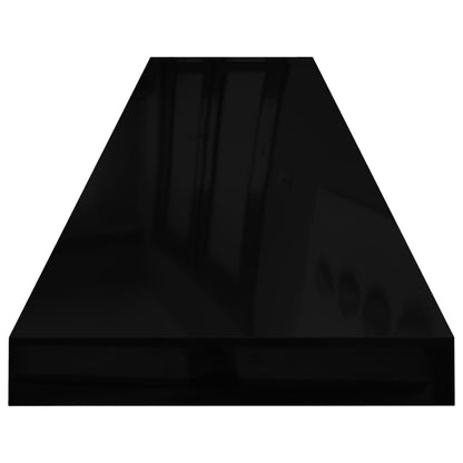 Plovoucí Nástěnná Police Černá Vysoký Lesk 120X23,5X3,8 Cm Mdf Černá S Vysokým Leskem