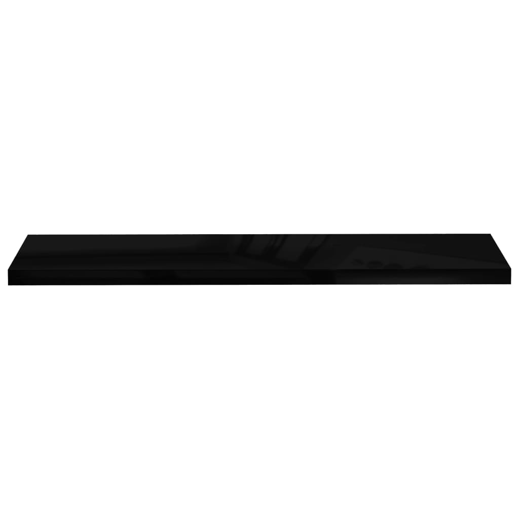 Plovoucí Nástěnné Police 2 Ks Lesklé Černé 120X23,5X3,8 Cm Mdf Černá S Vysokým Leskem