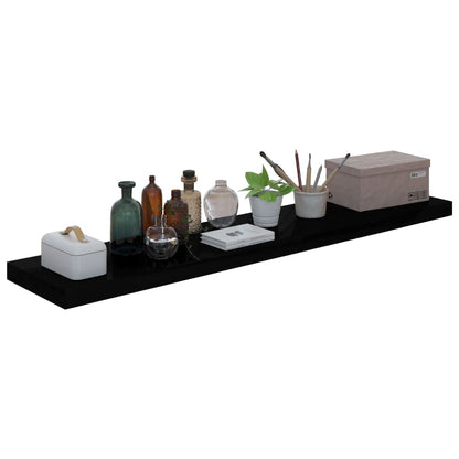 Plovoucí Nástěnné Police 2 Ks Lesklé Černé 120X23,5X3,8 Cm Mdf Černá S Vysokým Leskem