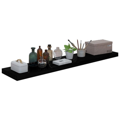 Plovoucí Nástěnné Police 4 Ks Lesklé Černé 120X23,5X3,8 Cm Mdf Černá S Vysokým Leskem