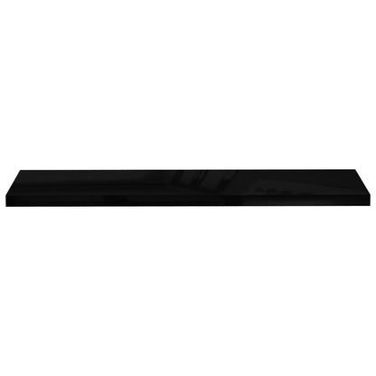Plovoucí Nástěnné Police 4 Ks Lesklé Černé 120X23,5X3,8 Cm Mdf Černá S Vysokým Leskem