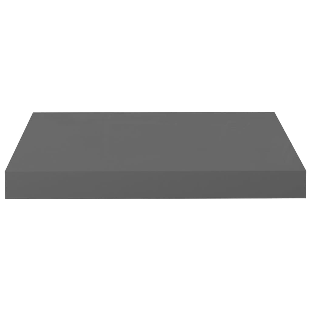 Plovoucí Nástěnná Police Šedá Vysoký Lesk 40 X 23 X 3,8 Cm Mdf Šedá S Vysokým Leskem