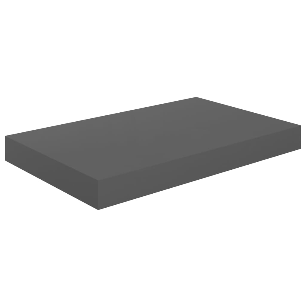 Plovoucí Nástěnné Police 2 Ks Šedé Vysoký Lesk 40X23X3,8 Cm Mdf Šedá S Vysokým Leskem