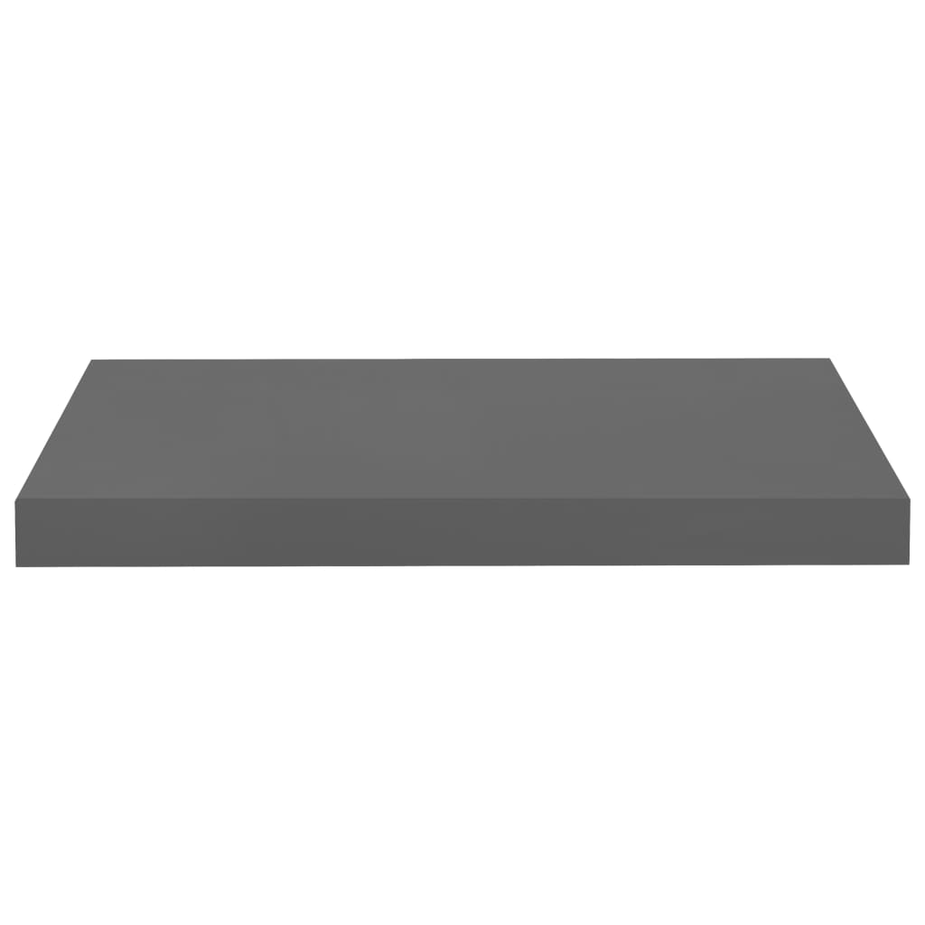 Plovoucí Nástěnná Police Šedá Vysoký Lesk 50 X 23 X 3,8 Cm Mdf Šedá S Vysokým Leskem