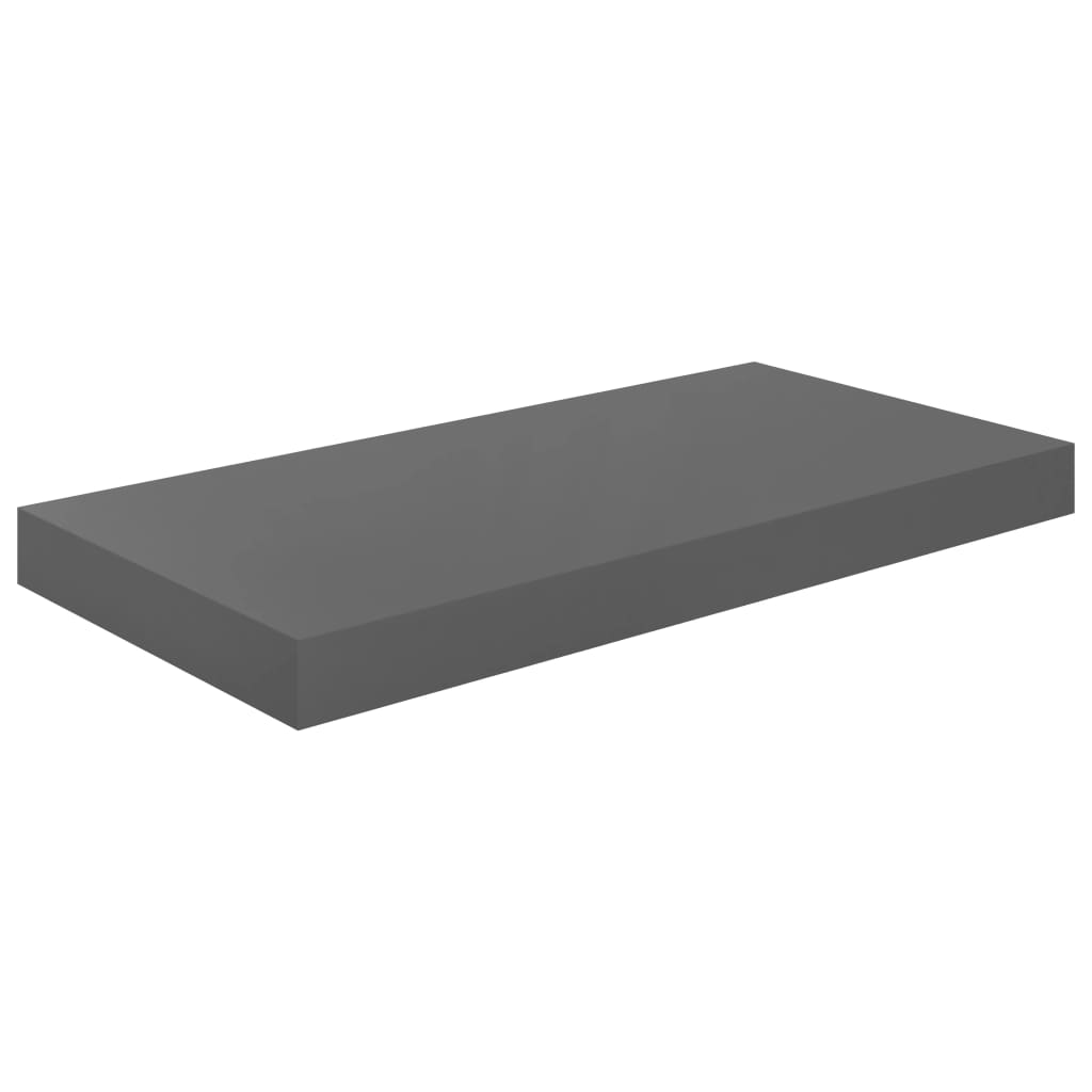Plovoucí Nástěnné Police 2 Ks Šedé Vysoký Lesk 50X23X3,8 Cm Mdf Šedá S Vysokým Leskem