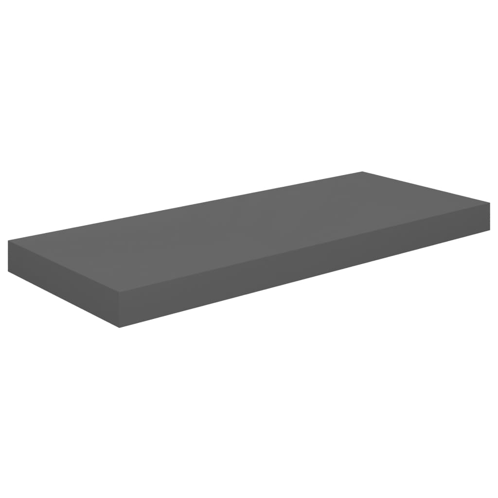 Plovoucí Nástěnná Police Šedá Vysoký Lesk 60X23,5X3,8 Cm Mdf Šedá S Vysokým Leskem