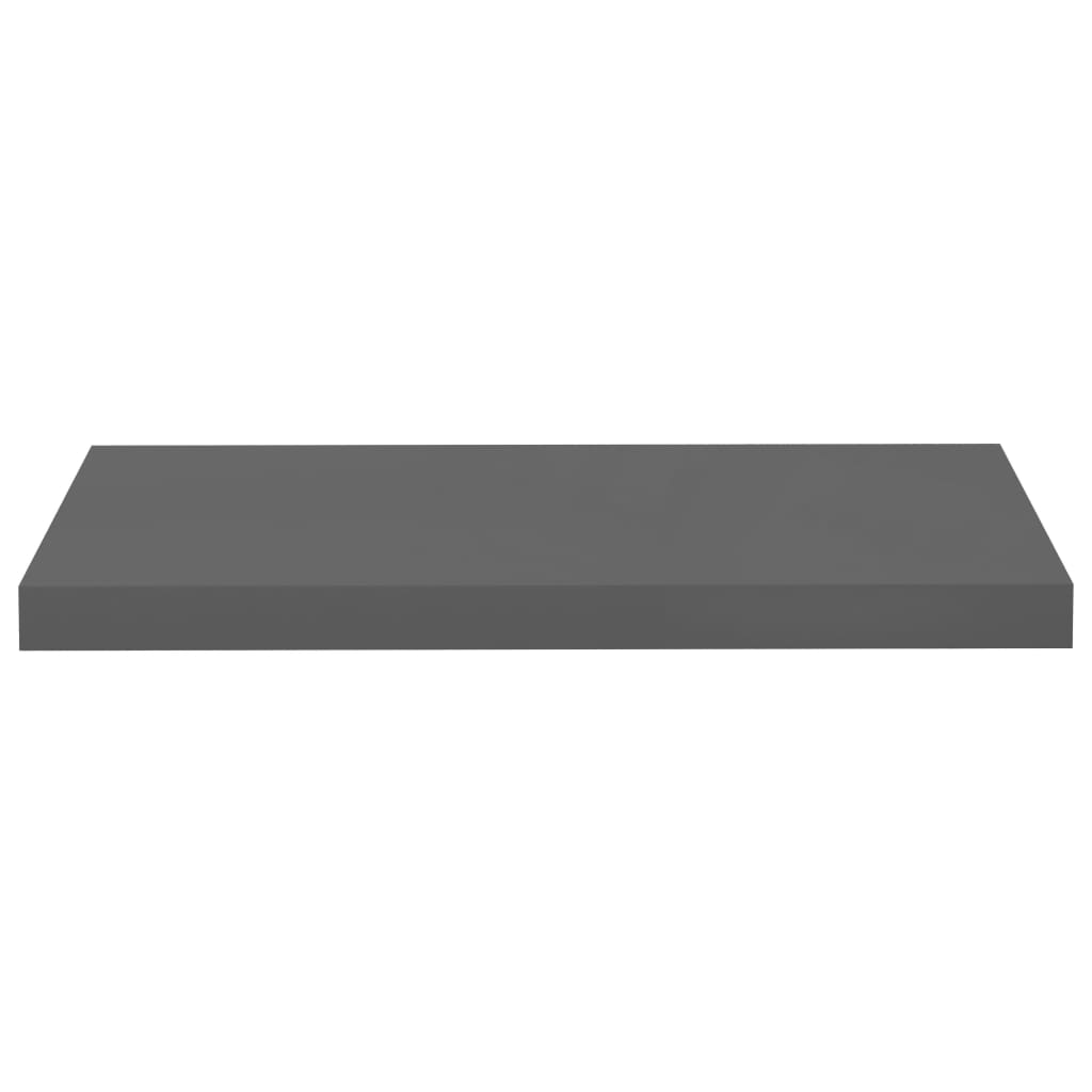 Plovoucí Nástěnné Police 2 Ks Lesklé Šedé 60X23,5X3,8 Cm Mdf Šedá S Vysokým Leskem
