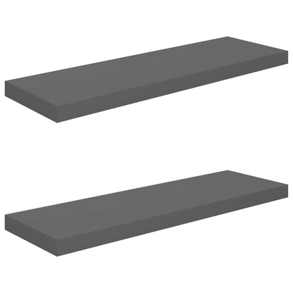 Plovoucí Nástěnné Police 2 Ks Lesklé Šedé 80X23,5X3,8 Cm Mdf Šedá S Vysokým Leskem