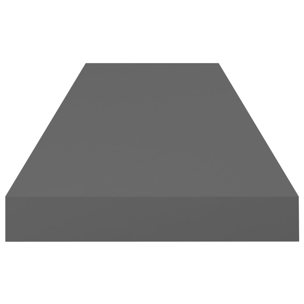 Plovoucí Nástěnné Police 2 Ks Lesklé Šedé 80X23,5X3,8 Cm Mdf Šedá S Vysokým Leskem