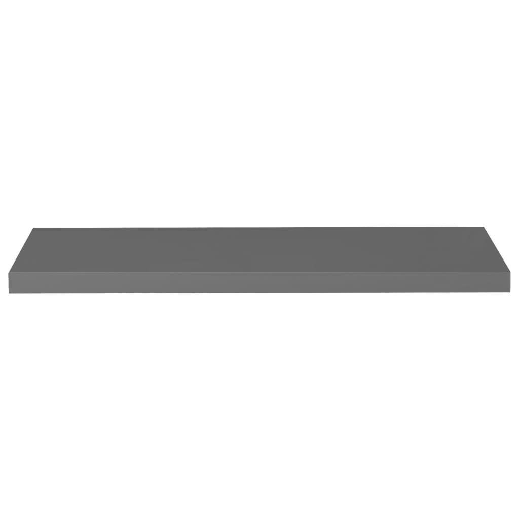 Plovoucí Nástěnná Police Šedá Vysoký Lesk 90X23,5X3,8 Cm Mdf Šedá S Vysokým Leskem