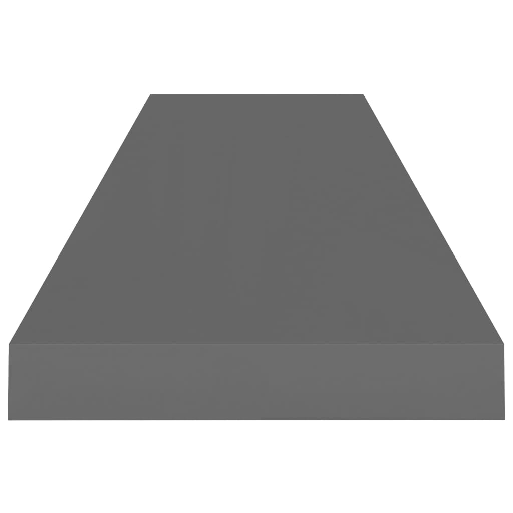 Plovoucí Nástěnná Police Šedá Vysoký Lesk 90X23,5X3,8 Cm Mdf Šedá S Vysokým Leskem