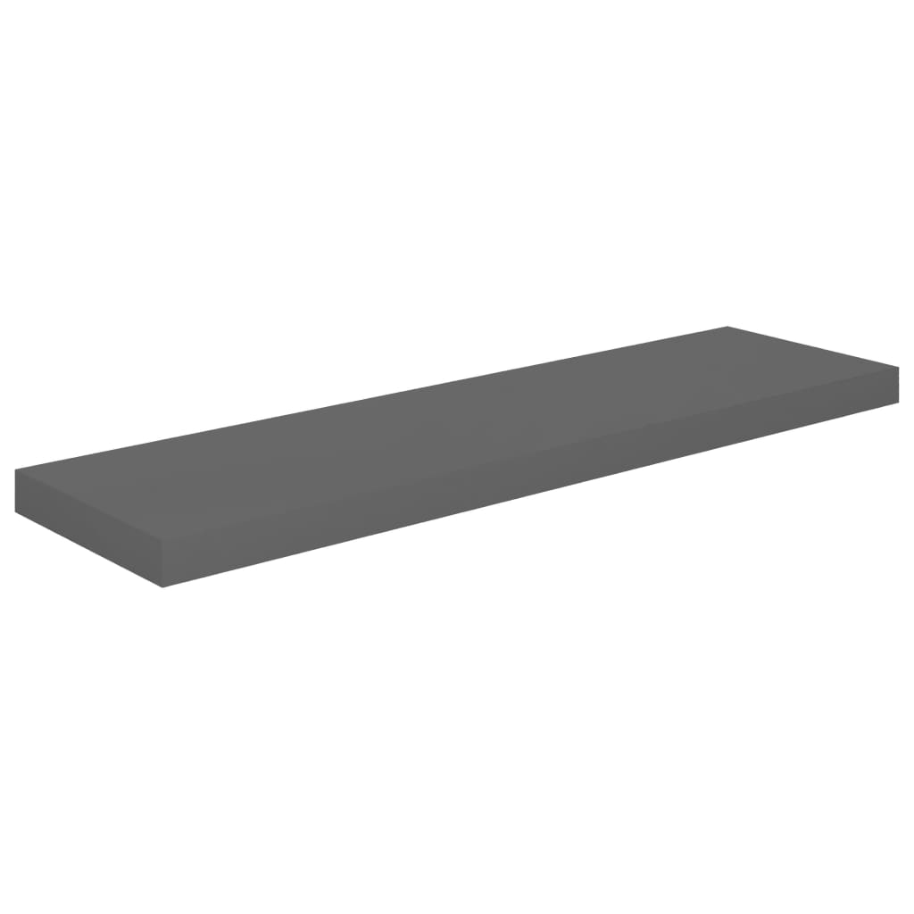 Plovoucí Nástěnné Police 2 Ks Lesklé Šedé 90X23,5X3,8 Cm Mdf Šedá S Vysokým Leskem