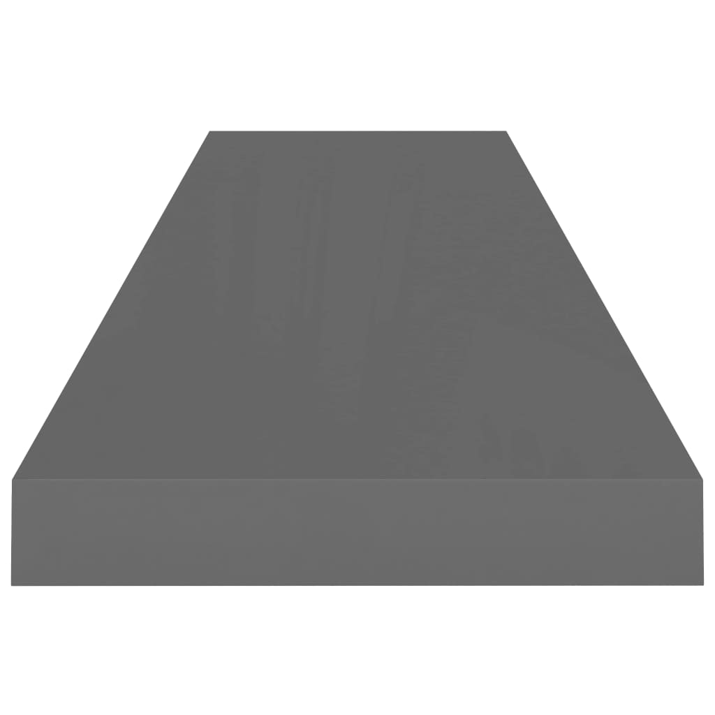Plovoucí Nástěnné Police 2 Ks Lesklé Šedé 90X23,5X3,8 Cm Mdf Šedá S Vysokým Leskem