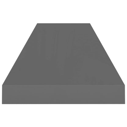 Plovoucí Nástěnné Police 2 Ks Lesklé Šedé 90X23,5X3,8 Cm Mdf Šedá S Vysokým Leskem