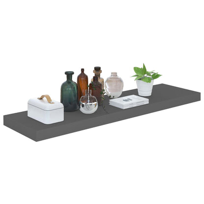 Plovoucí Nástěnné Police 2 Ks Lesklé Šedé 90X23,5X3,8 Cm Mdf Šedá S Vysokým Leskem