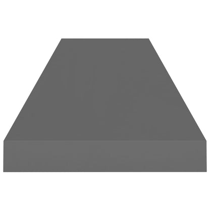 Plovoucí Nástěnné Police 4 Ks Lesklé Šedé 90X23,5X3,8 Cm Mdf Šedá S Vysokým Leskem