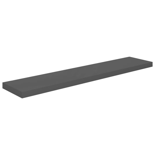 Plovoucí Nástěnná Police Šedá Vysoký Lesk 120X23,5X3,8 Cm Mdf Šedá S Vysokým Leskem