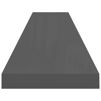 Plovoucí Nástěnná Police Šedá Vysoký Lesk 120X23,5X3,8 Cm Mdf Šedá S Vysokým Leskem