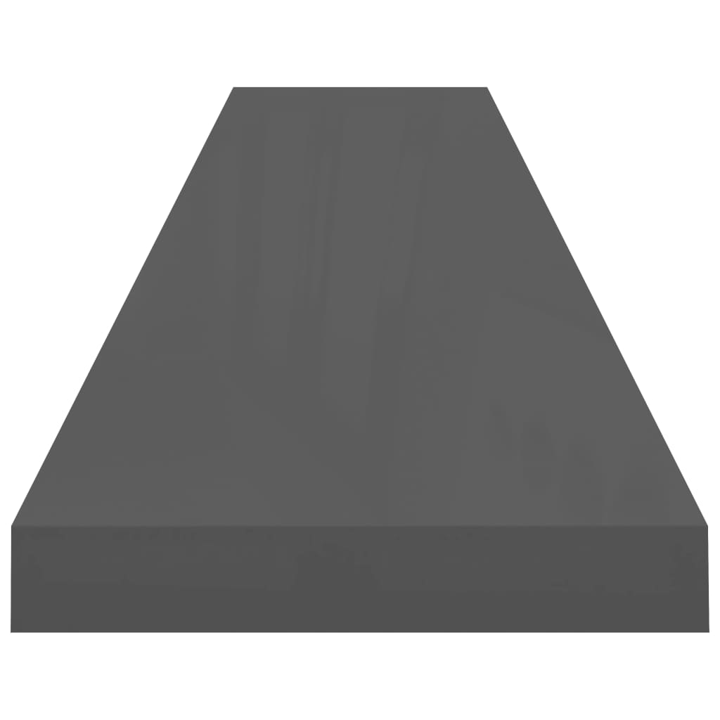 Plovoucí Nástěnné Police 2 Ks Lesklé Šedé 120X23,5X3,8 Cm Mdf Šedá S Vysokým Leskem