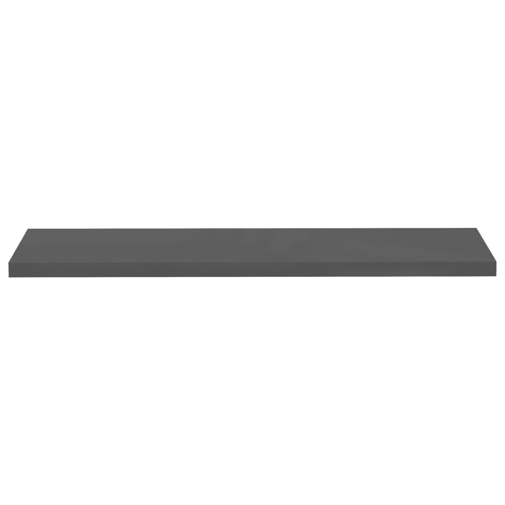 Plovoucí Nástěnné Police 4 Ks Lesklé Šedé 120X23,5X3,8 Cm Mdf Šedá S Vysokým Leskem