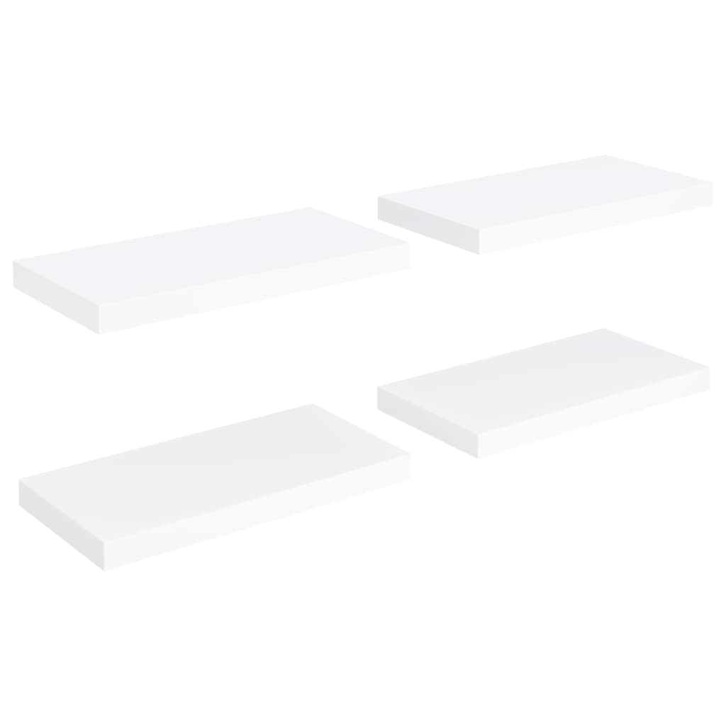 Plovoucí Nástěnné Police 4 Ks Bílé 50 X 23 X 3,8 Cm Mdf Bílá