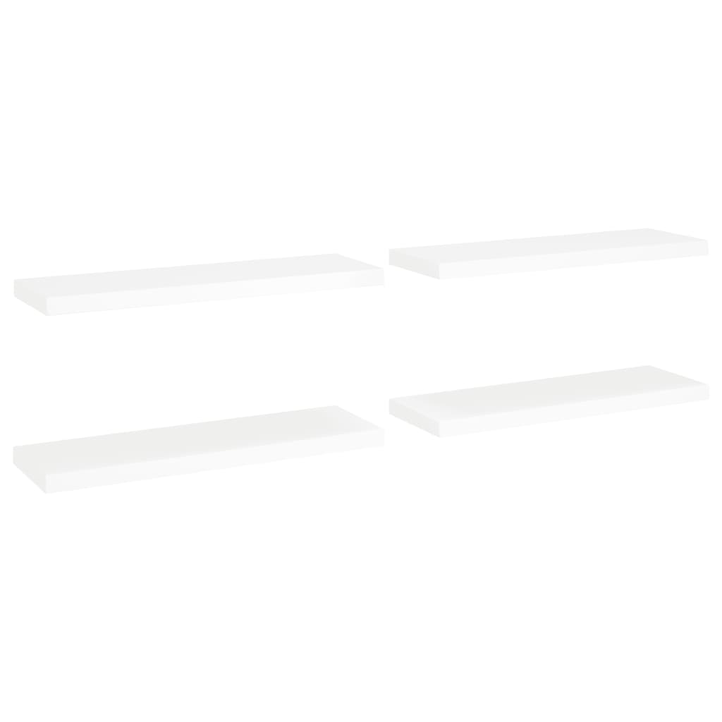 Plovoucí Nástěnné Police 4 Ks Bílé 80 X 23,5 X 3,8 Cm Mdf Bílá
