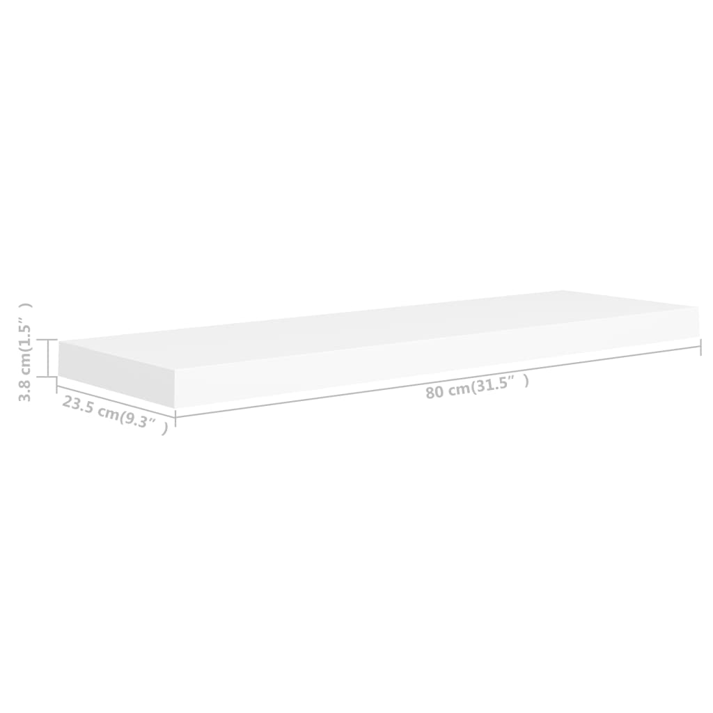 Plovoucí Nástěnné Police 4 Ks Bílé 80 X 23,5 X 3,8 Cm Mdf Bílá