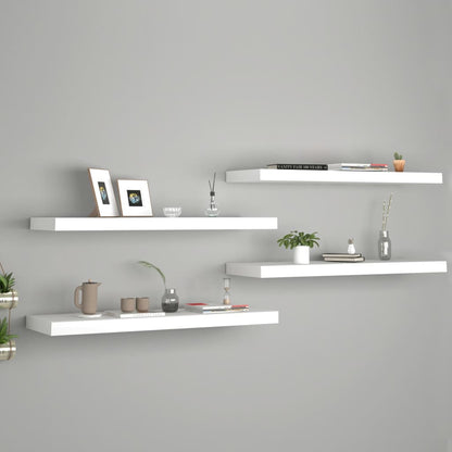 Plovoucí Nástěnné Police 4 Ks Bílé 80 X 23,5 X 3,8 Cm Mdf Bílá