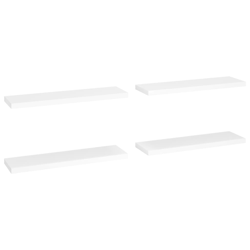 Plovoucí Nástěnné Police 4 Ks Bílé 90 X 23,5 X 3,8 Cm Mdf Bílá