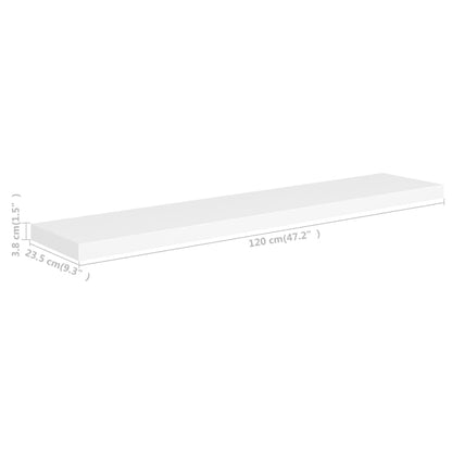 Plovoucí Nástěnné Police 2 Ks Bílé 120 X 23,5 X 3,8 Cm Mdf Bílá