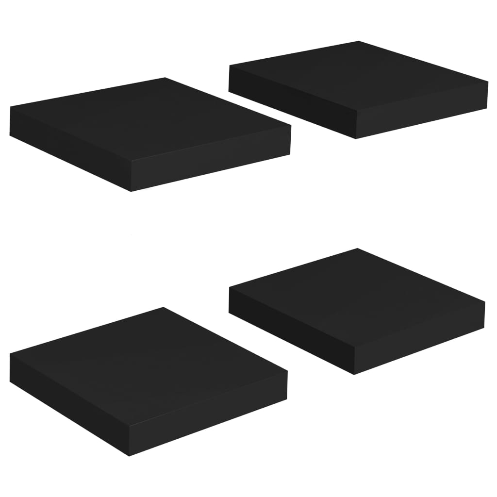 Plovoucí Nástěnné Police 4 Ks Černé 23 X 23,5 X 3,8 Cm Mdf Černá
