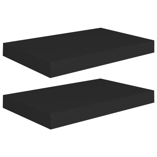 Plovoucí Nástěnné Police 2 Ks Černé 40 X 23 X 3,8 Cm Mdf Černá