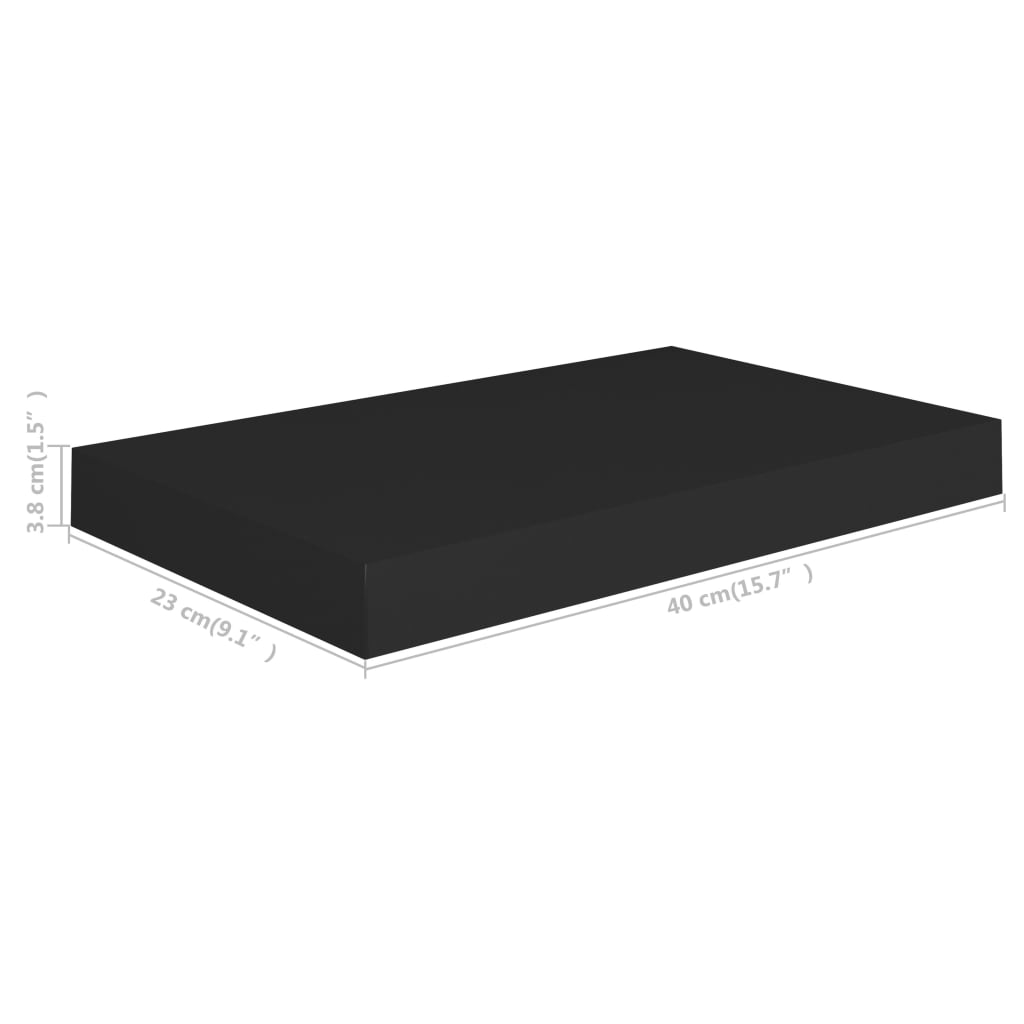 Plovoucí Nástěnné Police 4 Ks Černé 40 X 23 X 3,8 Cm Mdf Černá