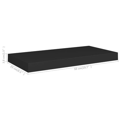 Plovoucí Nástěnné Police 4 Ks Černé 50 X 23 X 3,8 Cm Mdf Černá