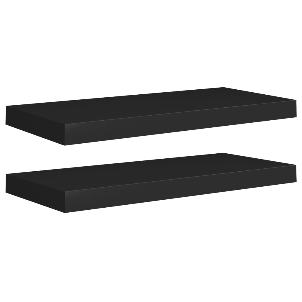 Plovoucí Nástěnné Police 2 Ks Černé 60 X 23,5 X 3,8 Cm Mdf Černá