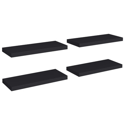 Plovoucí Nástěnné Police 4 Ks Černé 60 X 23,5 X 3,8 Cm Mdf Černá