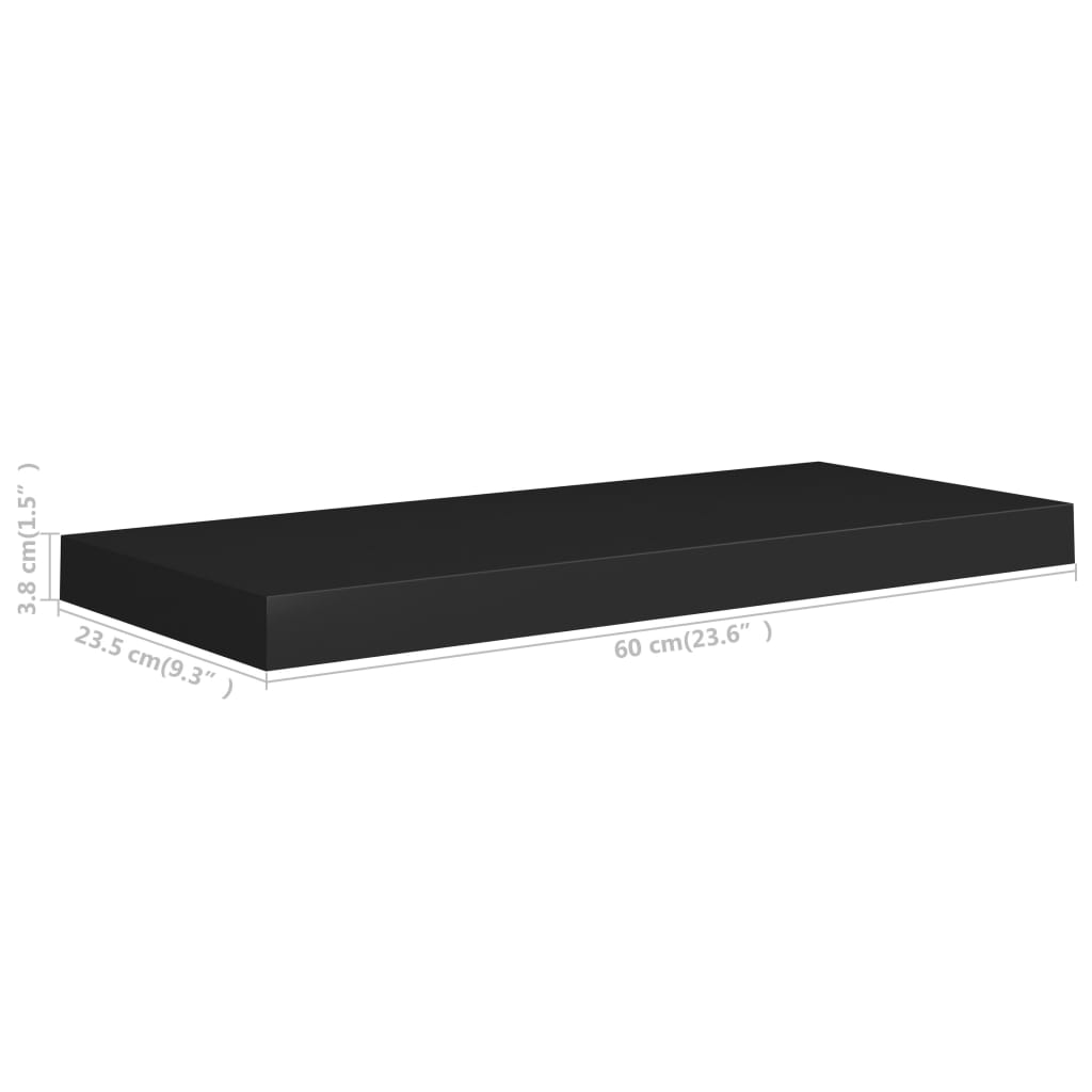 Plovoucí Nástěnné Police 4 Ks Černé 60 X 23,5 X 3,8 Cm Mdf Černá