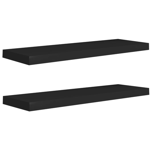 Plovoucí Nástěnné Police 2 Ks Černé 80 X 23,5 X 3,8 Cm Mdf Černá