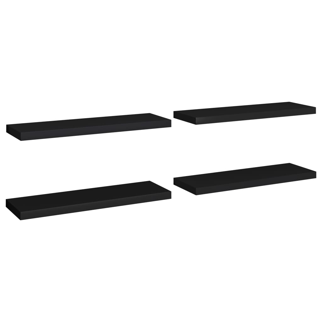 Plovoucí Nástěnné Police 4 Ks Černé 80 X 23,5 X 3,8 Cm Mdf Černá