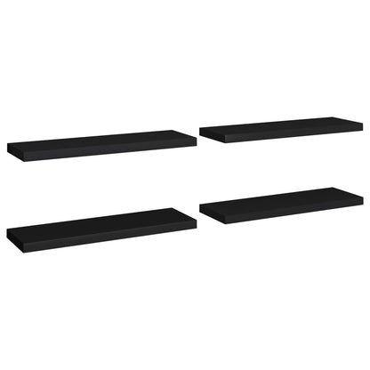 Plovoucí Nástěnné Police 4 Ks Černé 80 X 23,5 X 3,8 Cm Mdf Černá