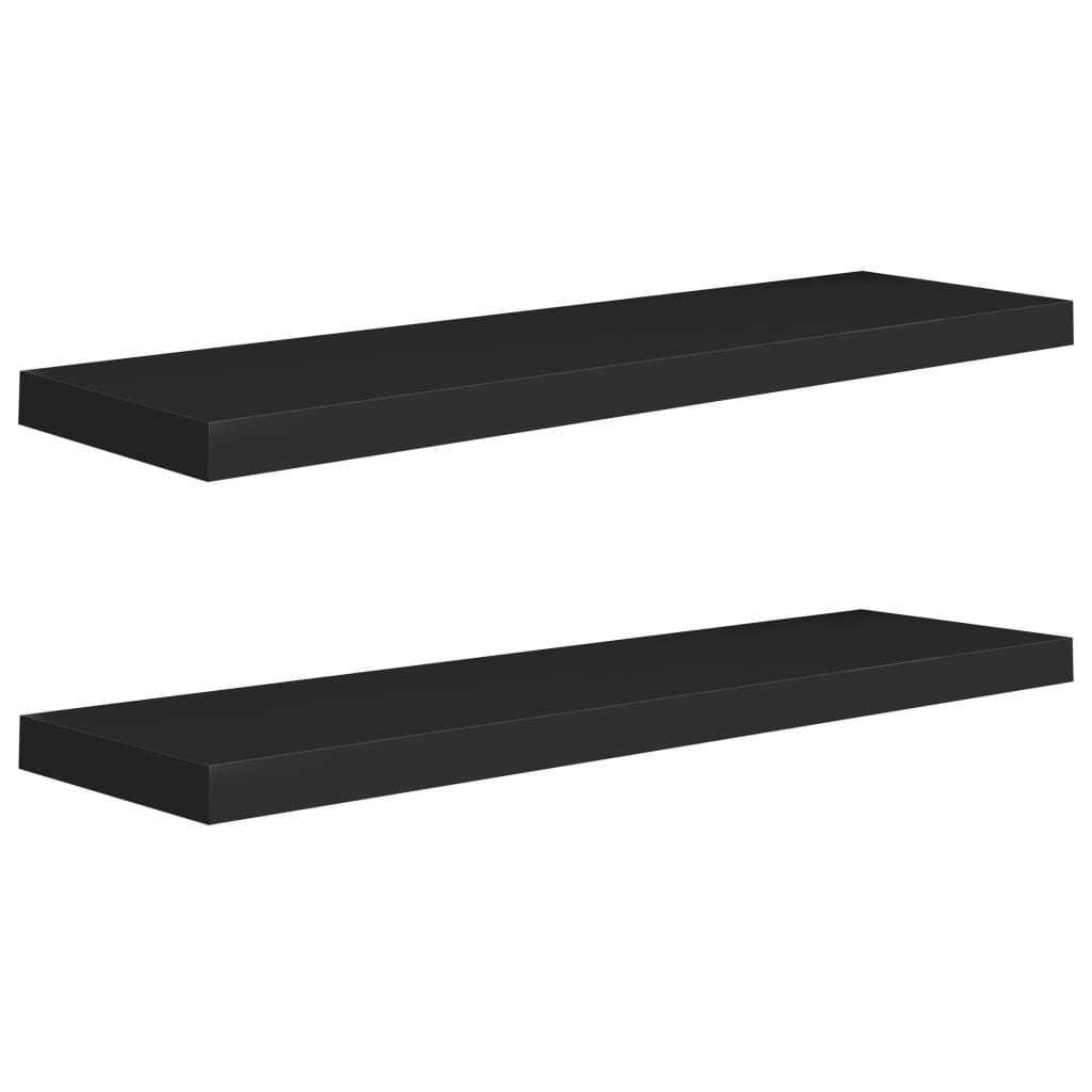 Plovoucí Nástěnné Police 2 Ks Černé 90 X 23,5 X 3,8 Cm Mdf Černá