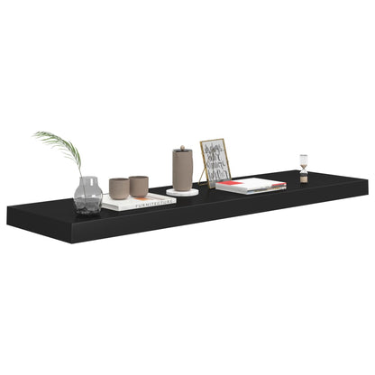 Plovoucí Nástěnné Police 4 Ks Černé 90 X 23,5 X 3,8 Cm Mdf Černá