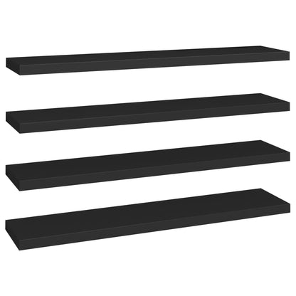 Plovoucí Nástěnné Police 4 Ks Černé 120 X 23,5 X 3,8 Cm Mdf Černá