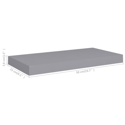 Plovoucí Nástěnné Police 4 Ks Šedé 50 X 23 X 3,8 Cm Mdf Šedá