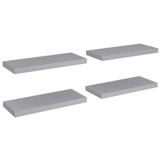 Plovoucí Nástěnné Police 4 Ks Šedé 60 X 23,5 X 3,8 Cm Mdf Šedá