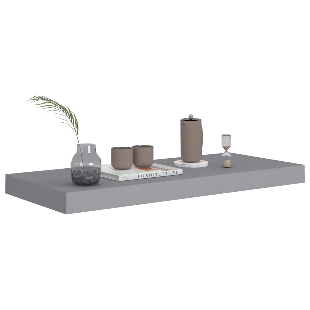 Plovoucí Nástěnné Police 4 Ks Šedé 60 X 23,5 X 3,8 Cm Mdf Šedá