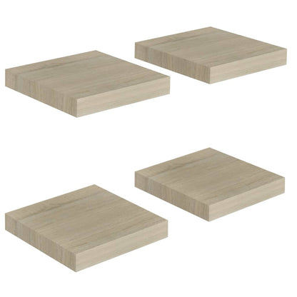 Plovoucí Nástěnné Police 4 Ks 23 X 23,5 X 3,8 Cm Mdf Dub