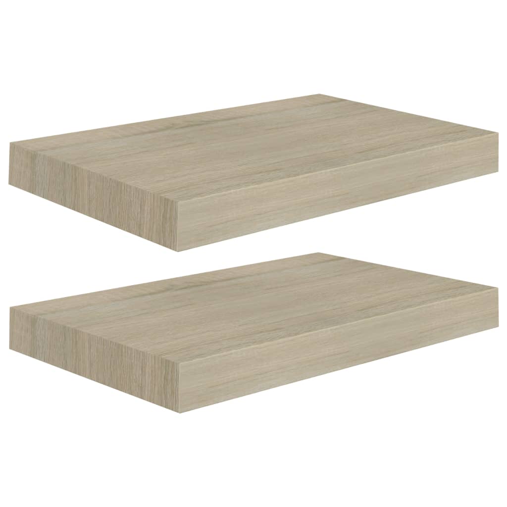 Plovoucí Nástěnné Police 2 Ks 40 X 23 X 3,8 Cm Mdf Dub