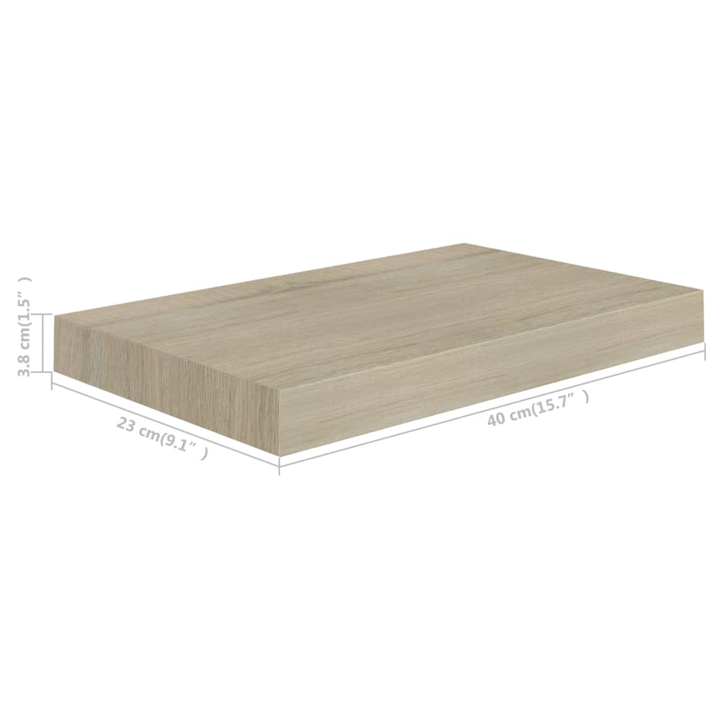 Plovoucí Nástěnné Police 2 Ks 40 X 23 X 3,8 Cm Mdf Dub