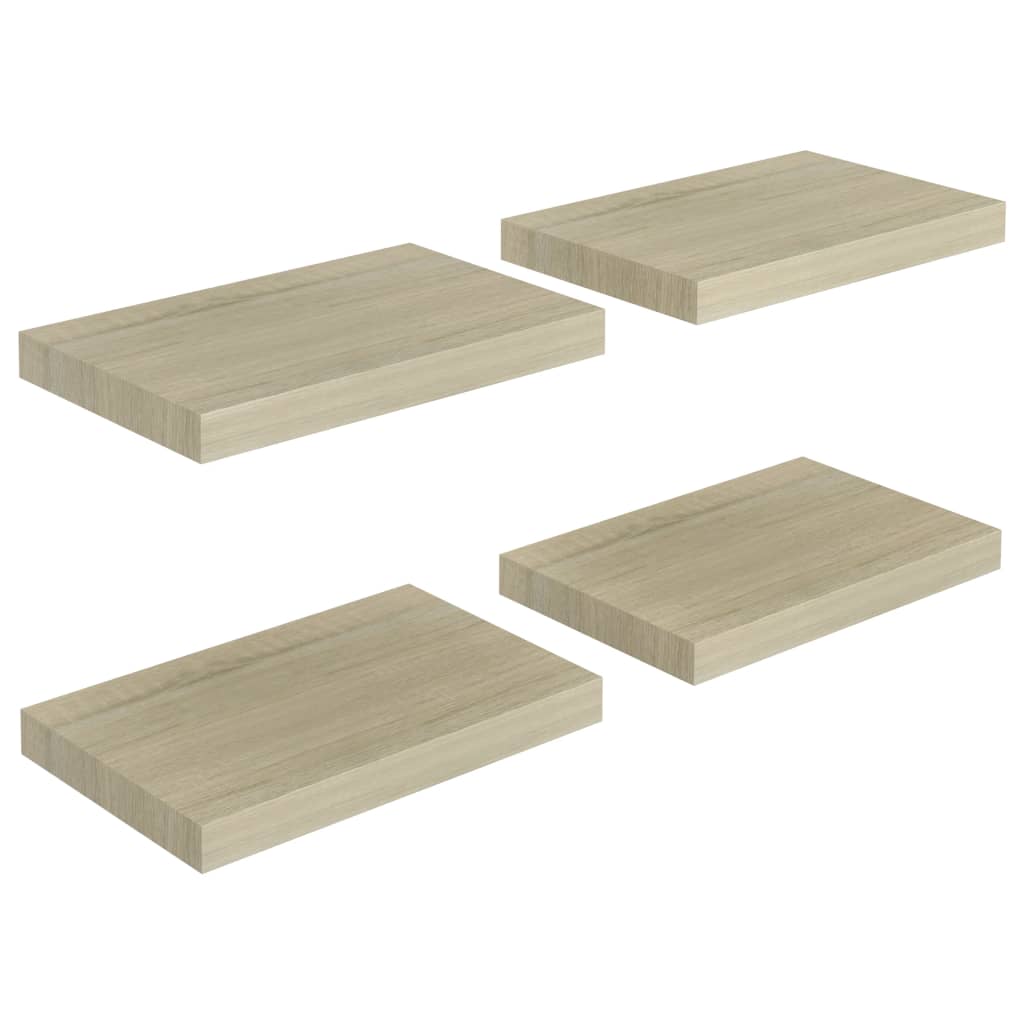Plovoucí Nástěnné Police 4 Ks 40 X 23 X 3,8 Cm Mdf Dub